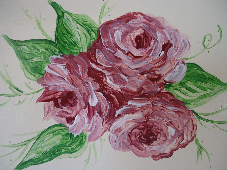 Cabbage Roses Painting by Leslie Manley