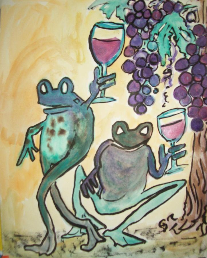 Cabernet Frogs Painting by James Christiansen