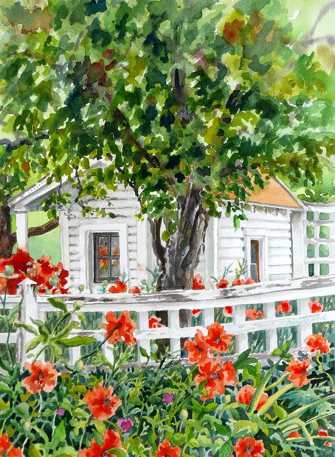 Cabin at Longs Gardens Painting by Anne Gifford