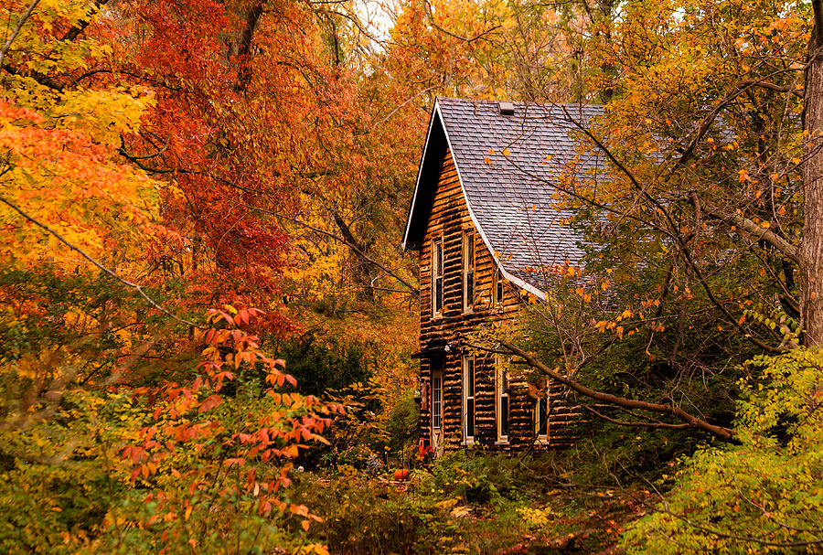 Cabin in the Fall Photograph by Keith Allen
