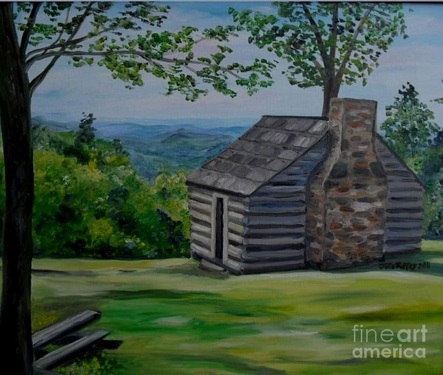 Cabin on the Blue Ridge Parkway in VA Painting by Julie Brugh Riffey