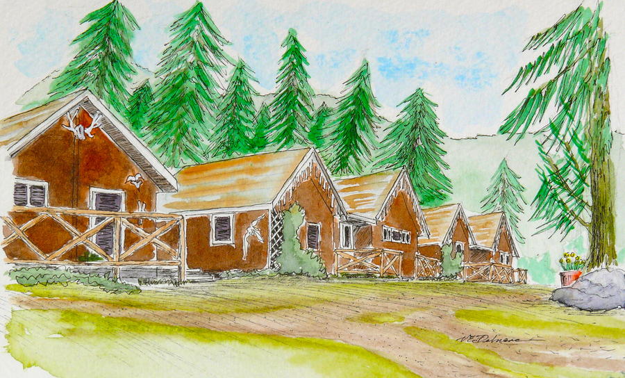 Cabins at Aigas Painting by Vic Delnore