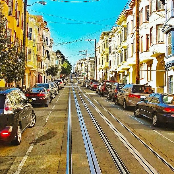 San Francisco Photograph - Cable Car Rails From Powell Reflecting by Karen Winokan