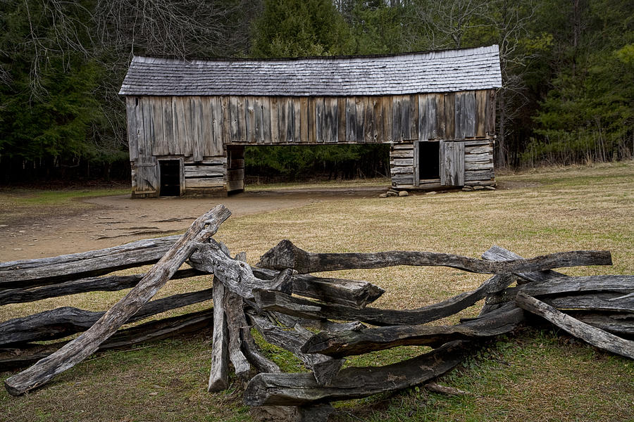 Mountain Photograph - Cable Mill Barn in Cades Cove No.122 by Randall Nyhof