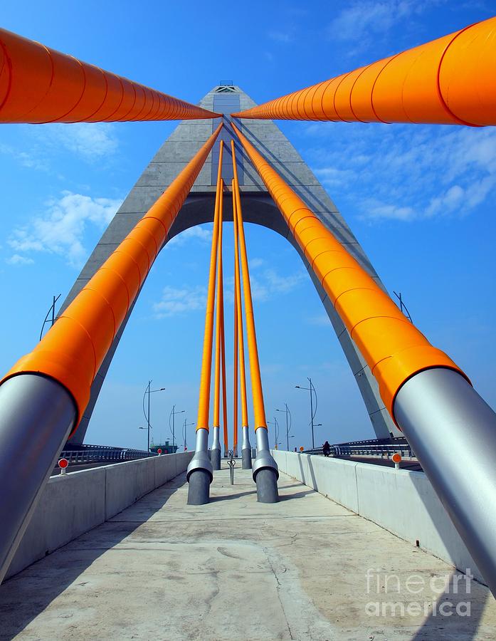 Cable Stayed Bridge with Orange Clad Cables Photograph by Yali Shi