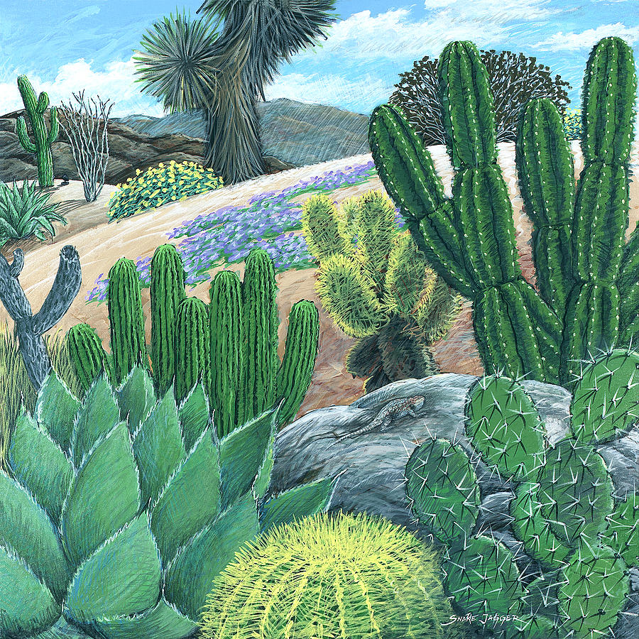 Cactus Garden Painting by Snake Jagger