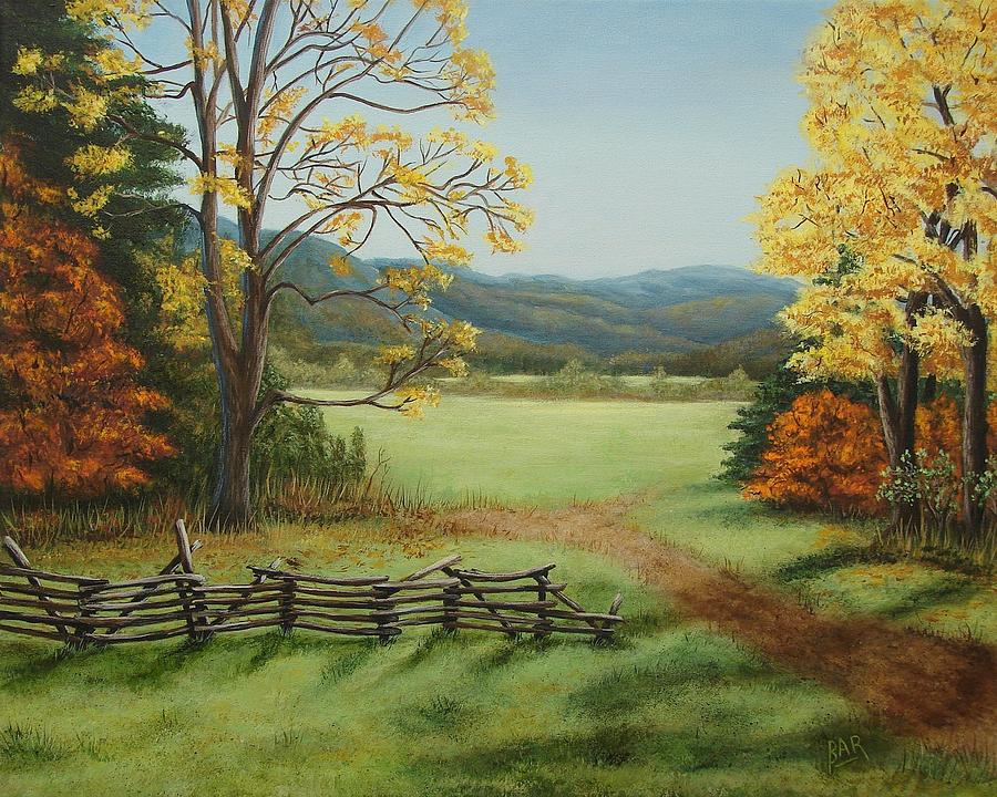 Fall Painting - Cades Cove in Autumn by Barbara Robertson