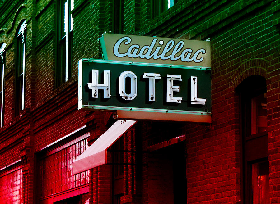 Cadillac Hotel Retro Sign Photograph by Kathleen Grace