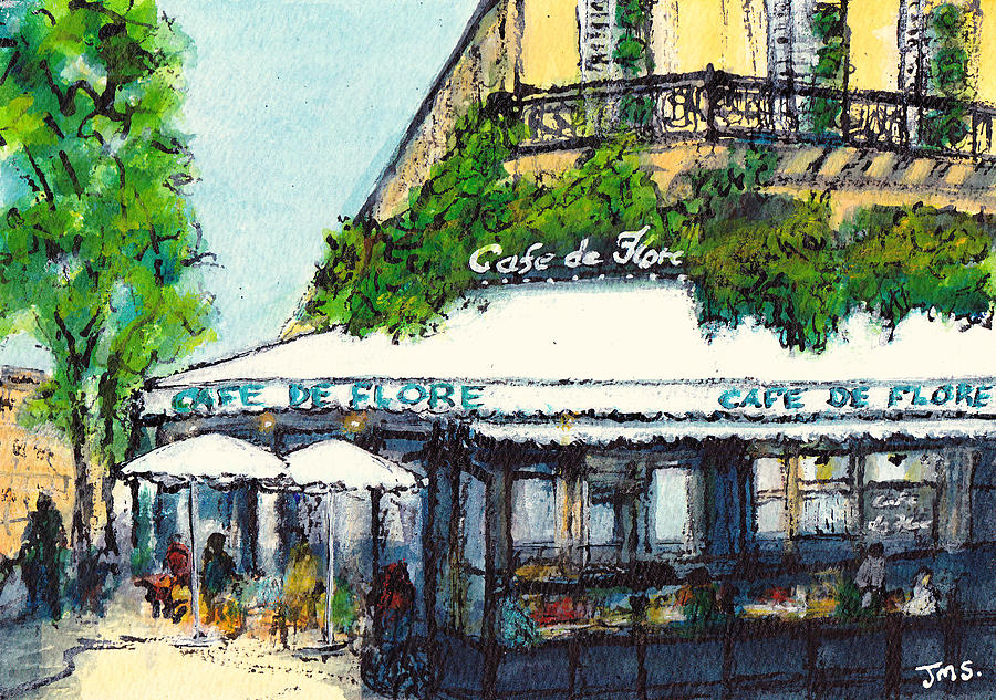 Cafe de Flore Paris Painting by Jackie Sherwood