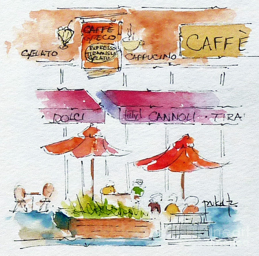 Caffe Grecco Painting by Pat Katz