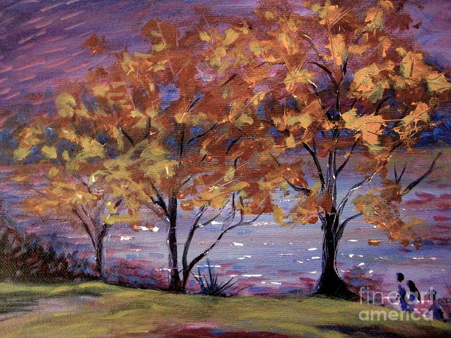 Calaway Gardens Lake Trees Painting by Gretchen Allen