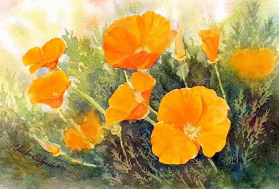 California Poppies Painting by Chieko Delgado