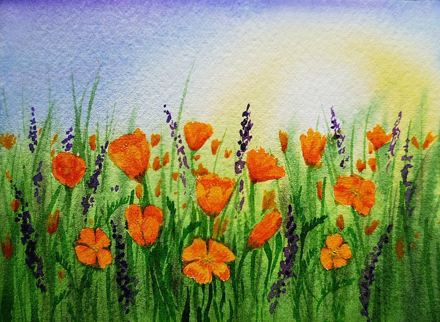 California Poppies Field Painting by Irina Sztukowski