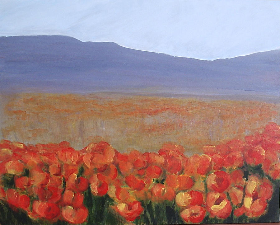 California poppies field Painting by Silvia Philippsohn