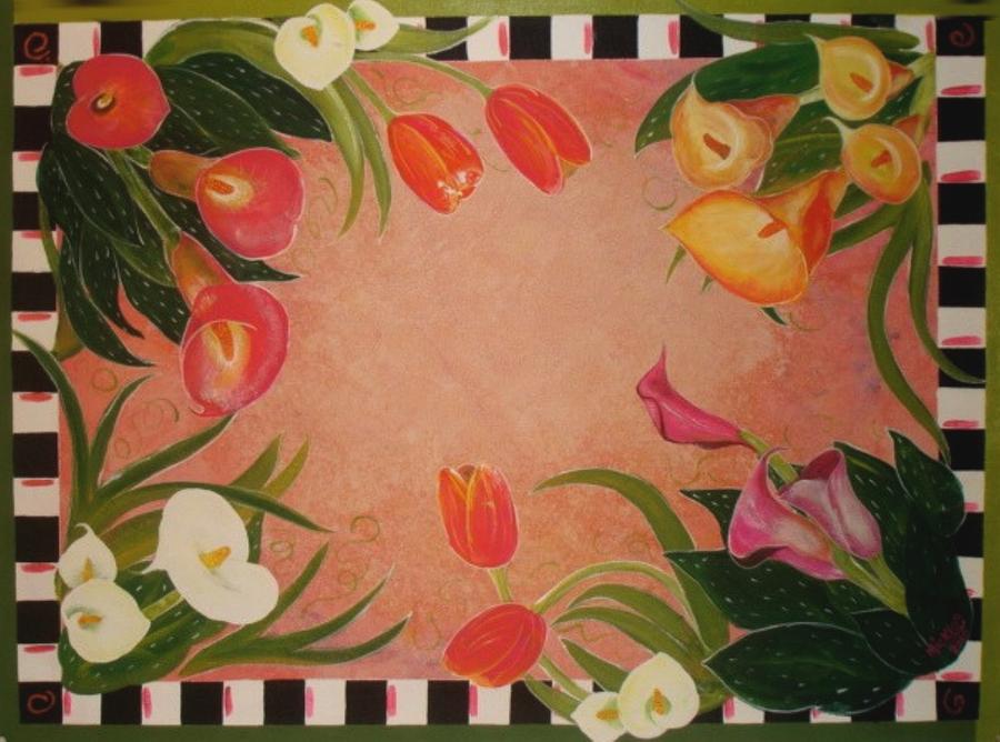 Calla Lilly Garden Painting by Cindy Micklos