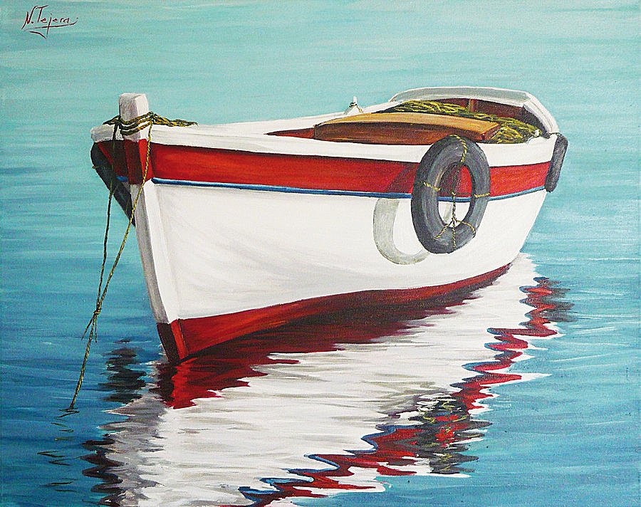 Boat Painting - Calm sea by Natalia Tejera