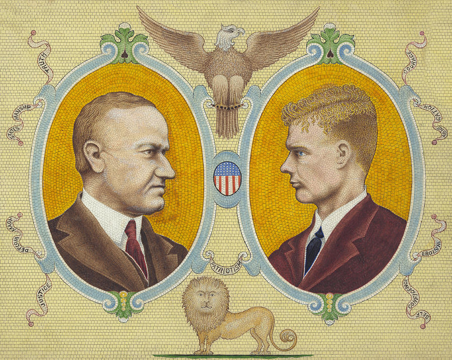 Portrait Photograph - Calvin Coolidge and Charles Lindbergh by International  Images