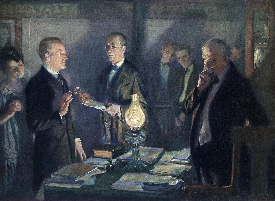 Calvin Coolidge Taking The Oath Photograph by Everett