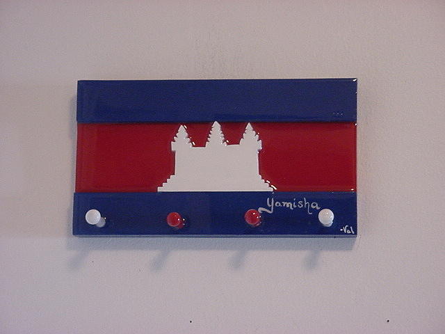 Cambodian Flag Mixed Media by Val Oconnor