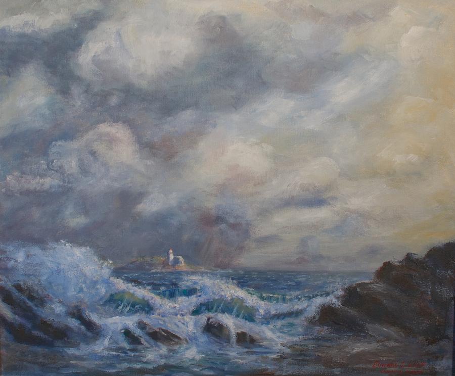 Camden Light Storm Painting by Edward White
