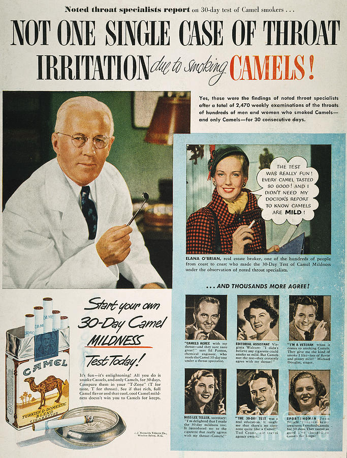 Camel Cigarette Ad, 1950 Photograph by Granger
