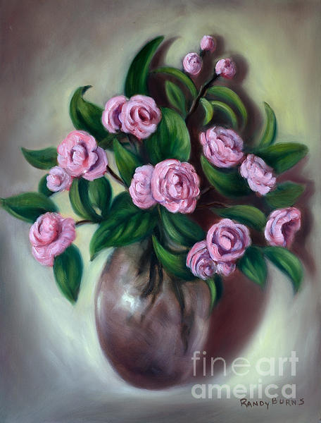 Camellias Painting by Rand Burns