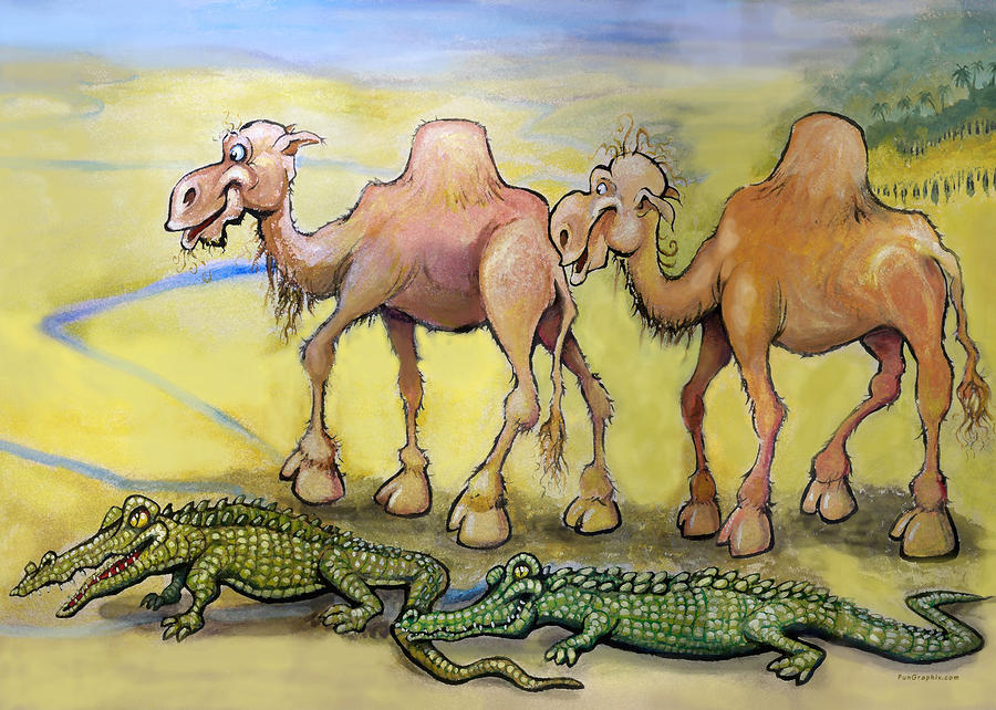 Camels n Crocodiles Painting by Kevin Middleton