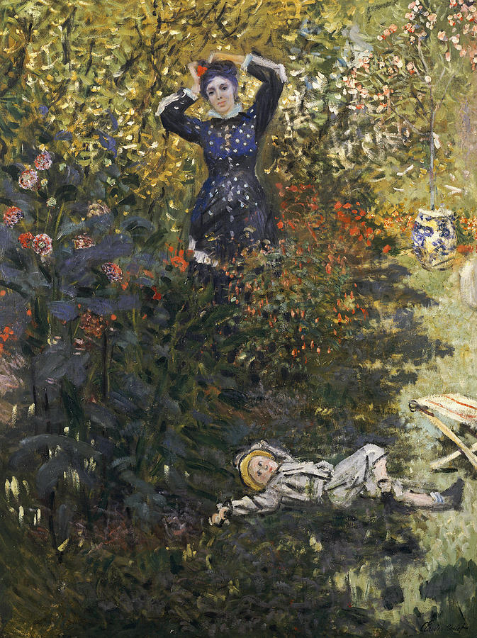 Claude Monet Painting - Camille and Jean in the Garden at Argenteuil  by Claude Monet