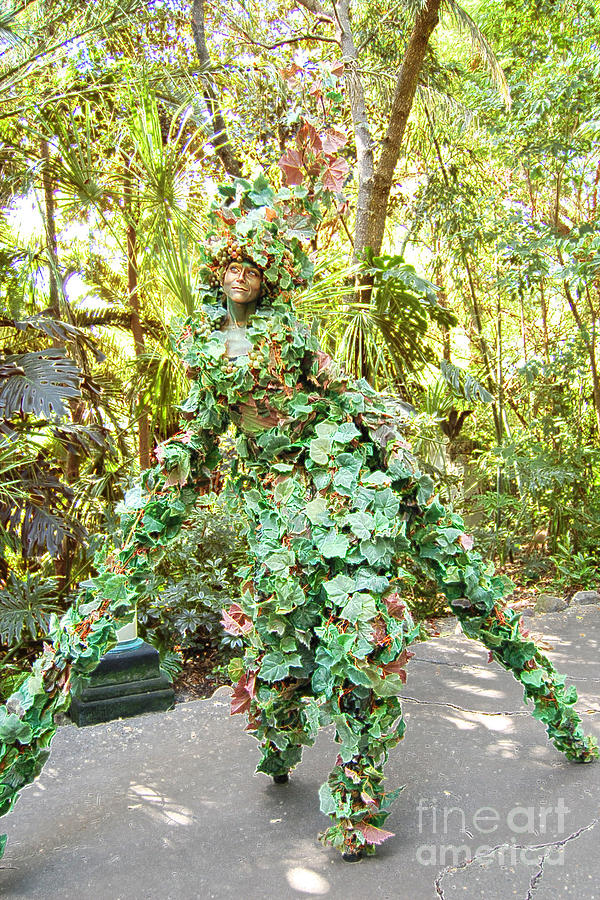 Camouflaged Tree Street Performer Animal Kingdom Walt Disney World Prints Accented Edges Digital Art by Shawn OBrien