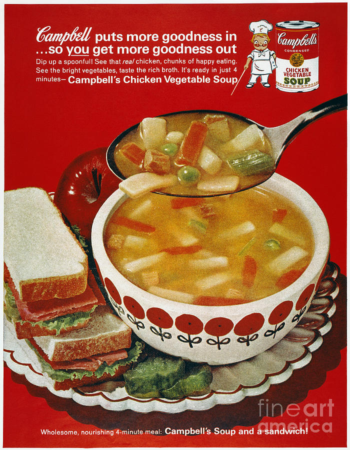 Campbells Soup Ad, 1963 Photograph by Granger