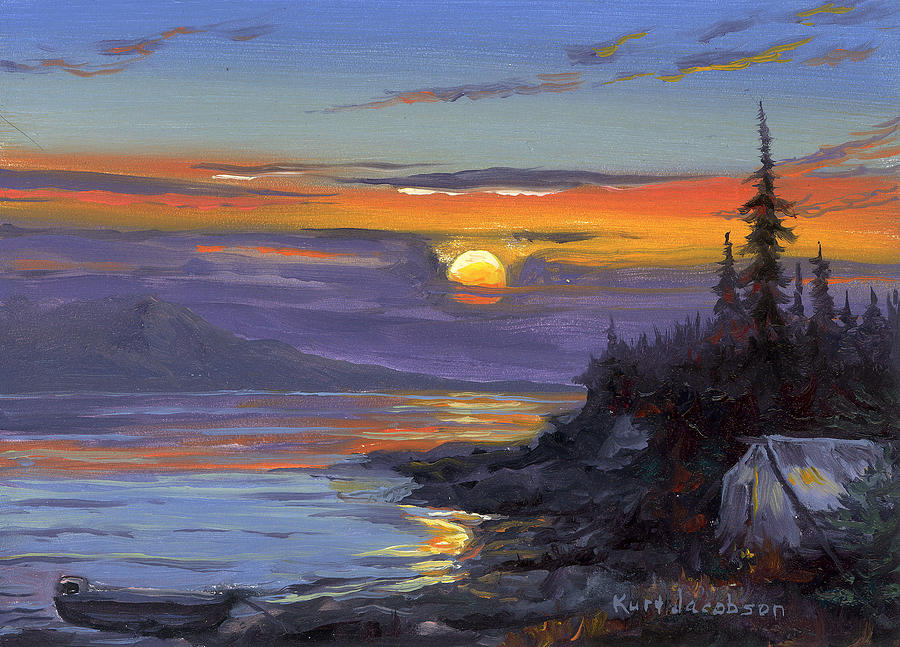 Campsite Sunset Painting by Kurt Jacobson