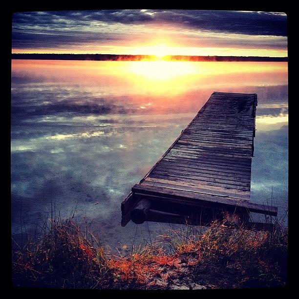 Pier Photograph - #canada #lake #sunrise #pier by Kjersti Nevestveit-Thompson