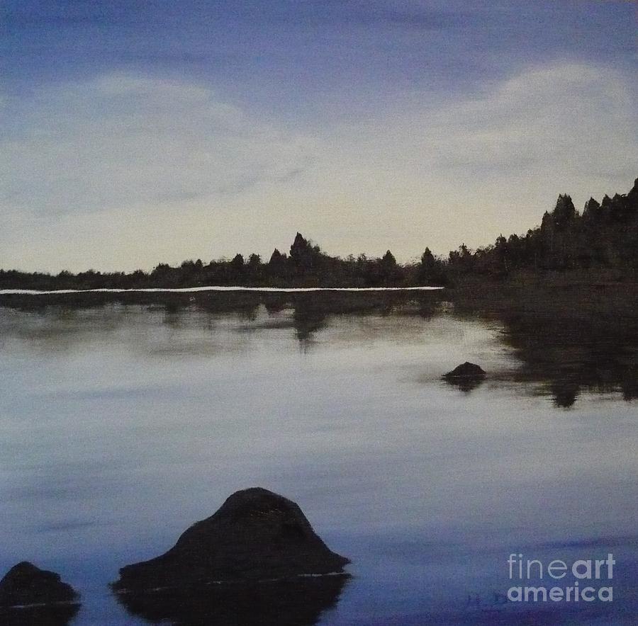 Canadian Lake by Monika Dickson Painting by Monika Shepherdson