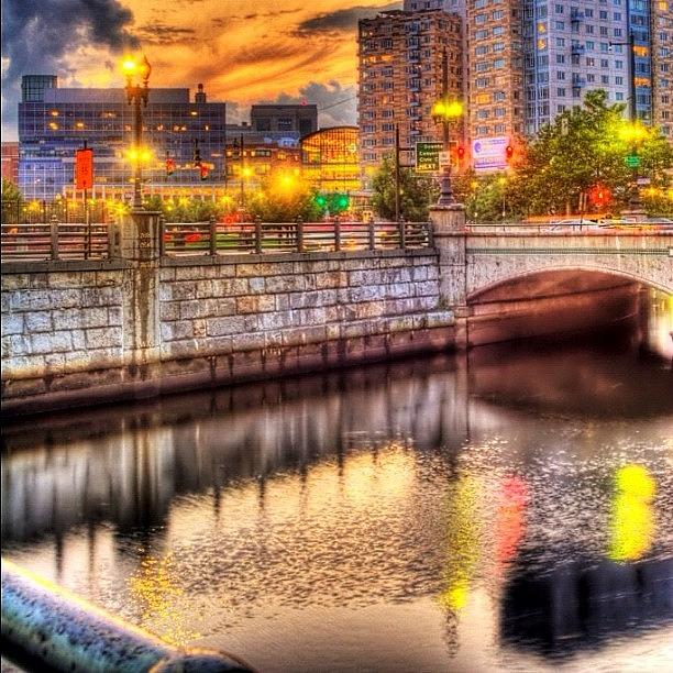 Architecture Photograph - #canal In #providence #waterfire #hdr by Stephen Whitaker