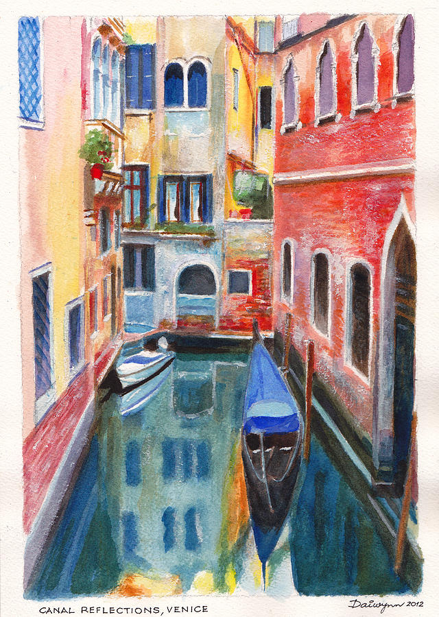 Canal Reflections in Venice Italy Painting by Dai Wynn