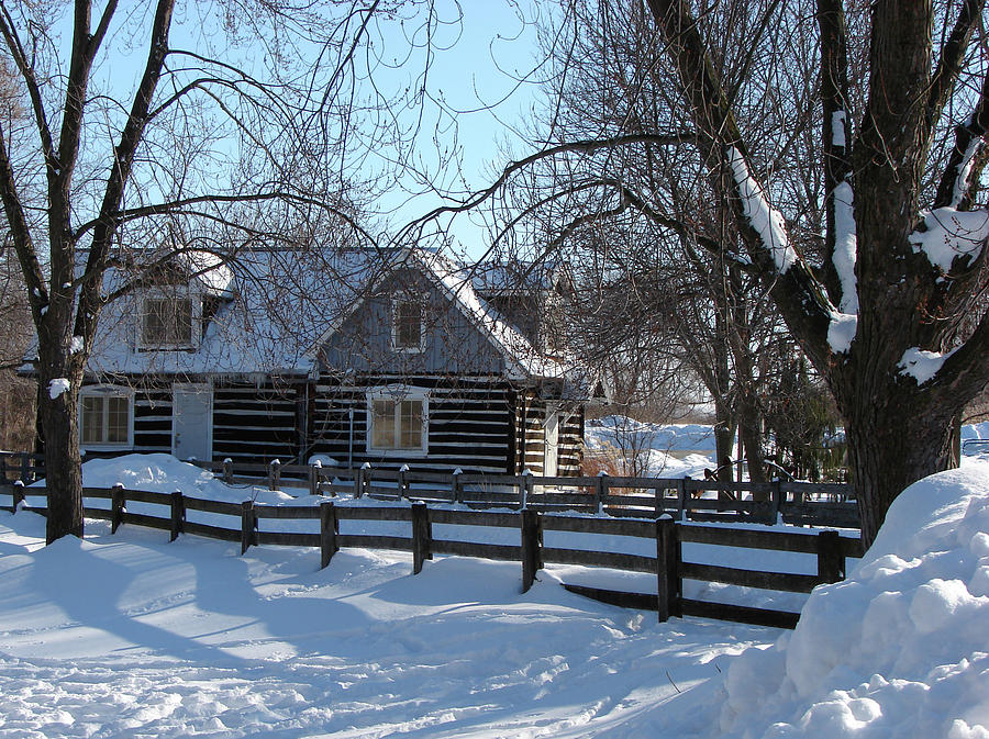 Canatara Log Cabin in Winter 1 Mixed Media by Bruce Ritchie