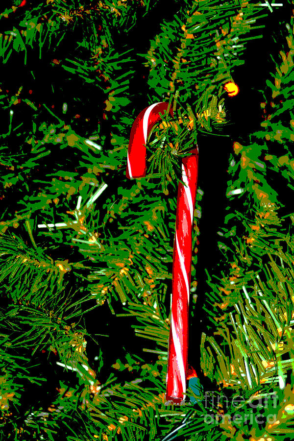 Candy Cane On Tree Digital Photograph by Susan Stevenson