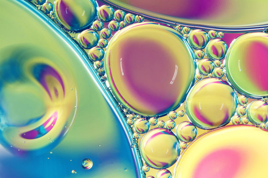 Candy Coloured Oil and Water Drops II Photograph by Sharon Johnstone