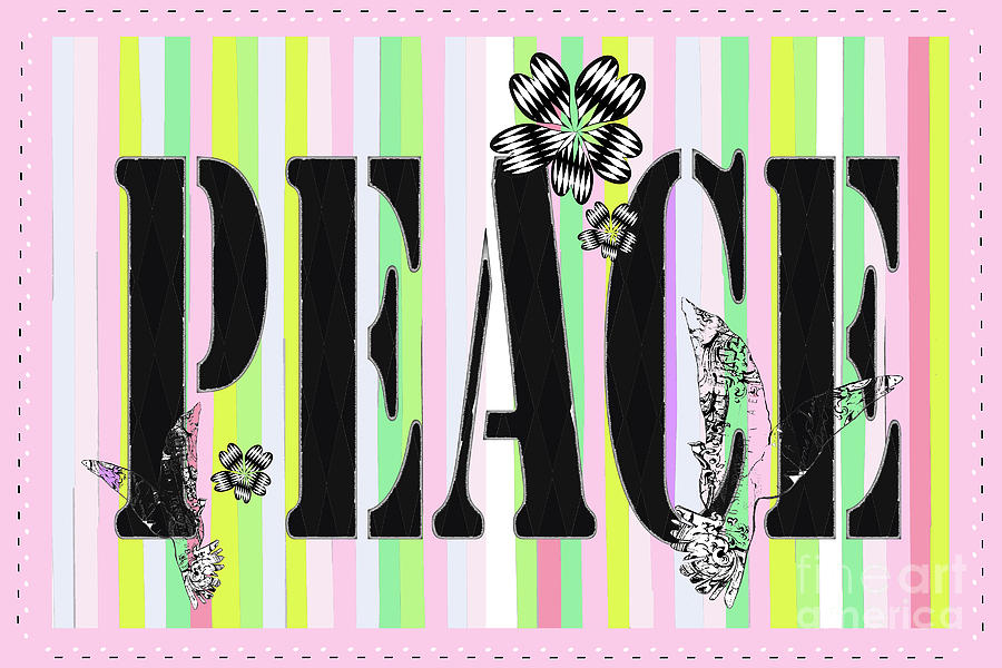 Anahi Decanio Mixed Media - Candy Stripe Peace Juvenile Licensing by Anahi DeCandy