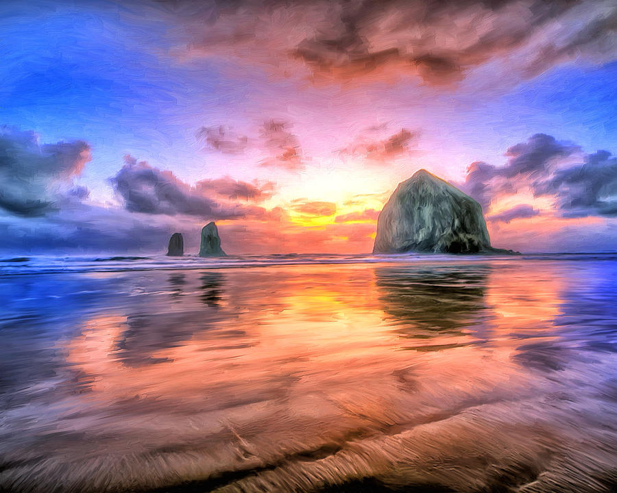 Cannon Beach Sunset Painting by Dominic Piperata