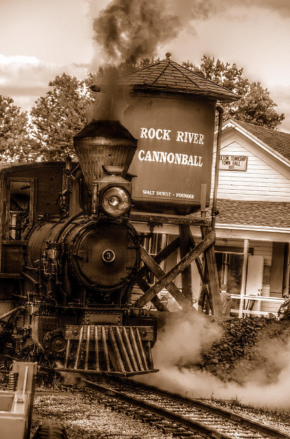 Vintage Photograph - Cannonball Express in Sepia by Janice Adomeit