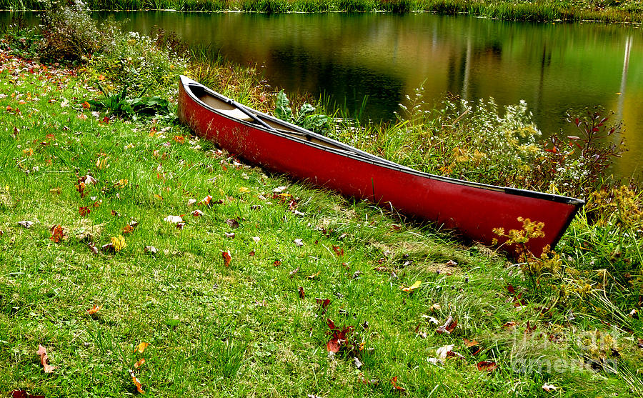 Fall Photograph - Canoe and Reflections by Thomas R Fletcher