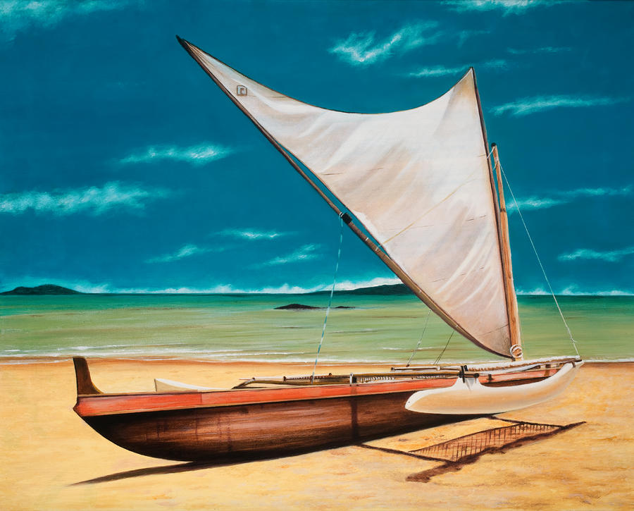 Boat Painting - Canoe on Lanai by Douglas Fincham
