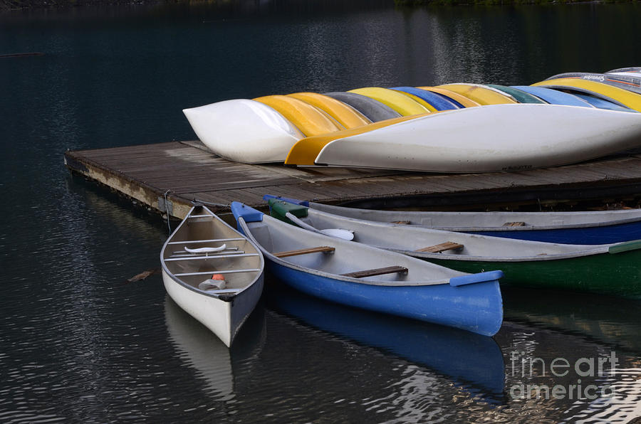 Canoes Morraine Lake Photograph by Bob Christopher