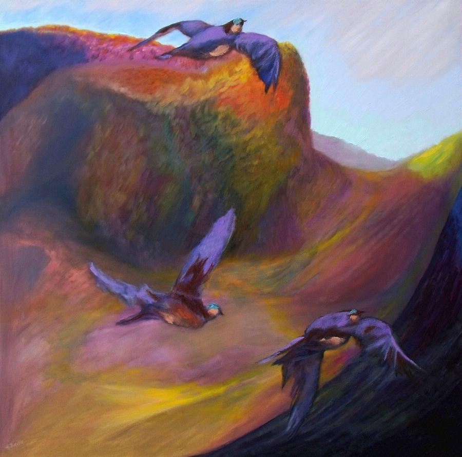 Bird Painting - Canyon Flight by Monika Burnside