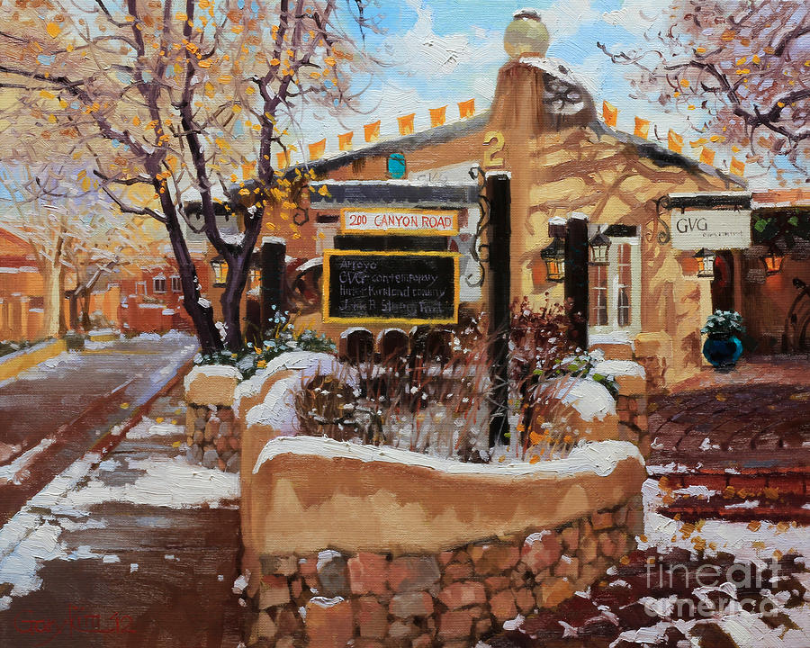 Santa Fe Painting - Canyon road Winter by Gary Kim