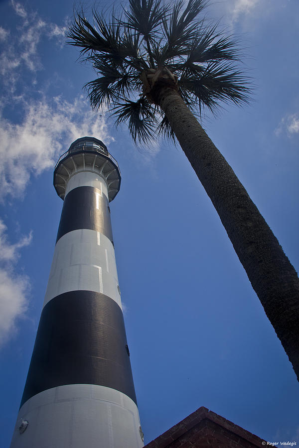 Lighthouse Photograph - Cape Canaveral Lighthouse With Palm Tree by Roger Wedegis