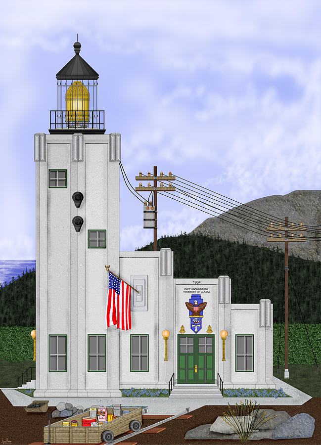 Lighthouse Digital Art - Cape Hinchinbrook Alaska by Anne V Norskog Lighthouse Digital Art - Cape Hinchinbrook Alaska by Anne V Norskog