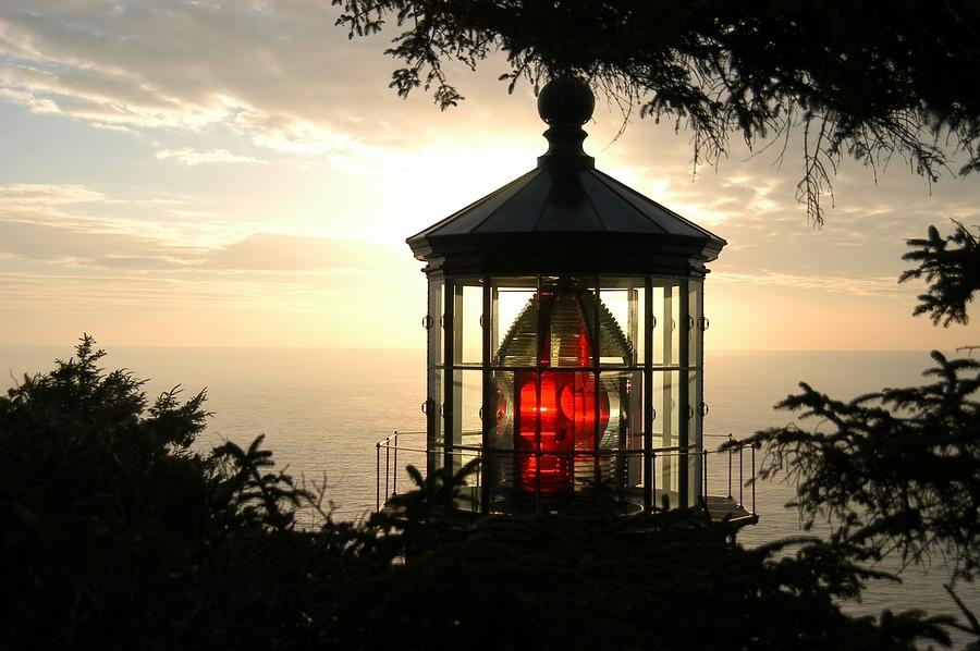 Lighthouse Photograph - Cape Meares at Sunset by Wanda Jesfield