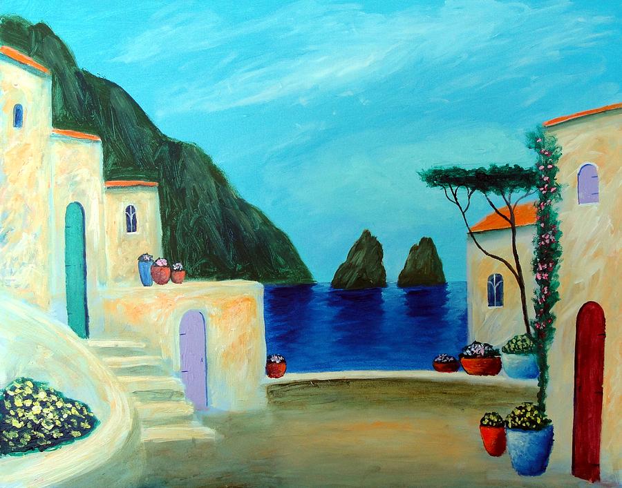 Capri Villa Painting by Larry Cirigliano